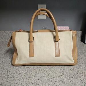 Coach Vintage Bonnies Legacy Linen Canvas Satchel Bag Camel 9428